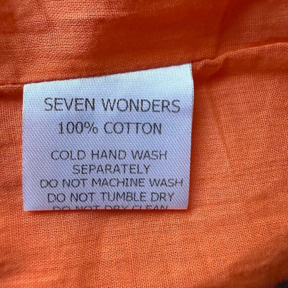 Seven Wonders Orange Puff Sleeve Smocked Cotton Milkmaid Midi Dress M Cottagecor - Picture 7 of 9